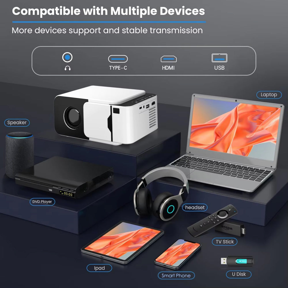 BeamitPoke 4K Portable Projector with WiFi6 and 200